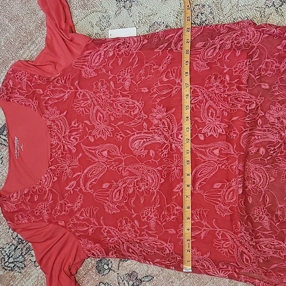 Soft Surroundings Pink Embroidered Silk Lace Hi Lo Lined Tunic Size L - Picture 12 of 12